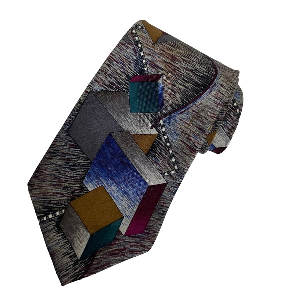 Vintage Monsieur Givenchy Silk Tie Geometric Pattern‎ Men's Necktie 4" x 58"